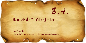 Baczkó Alojzia névjegykártya